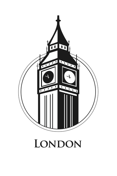 Graphique de big ben en noir et blanc