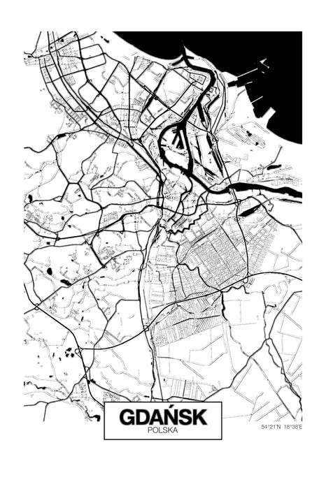 Plan de ville minimaliste de gdańsk