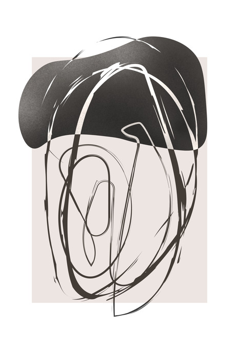 Dessin expressif avec une tache sombre