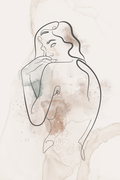 Croquis à l'aquarelle d'une silhouette féminine