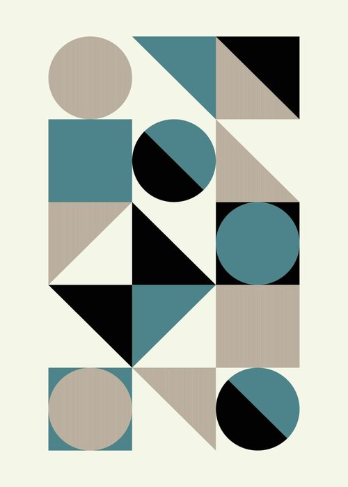 Composition abstraite avec des cercles et des carrés sur fond beige