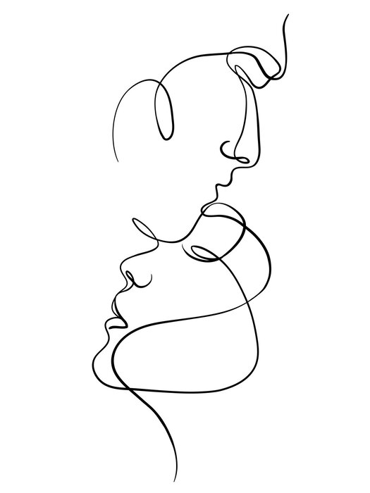 Portrait romantique en style line art