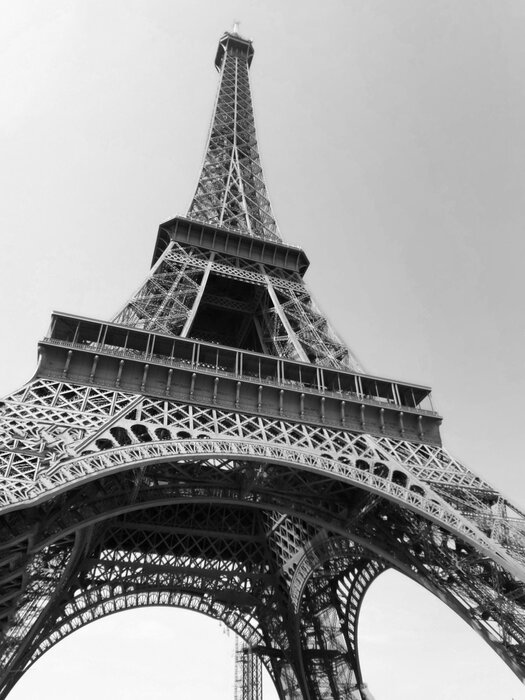 Photographie en noir et blanc de la tour eiffel