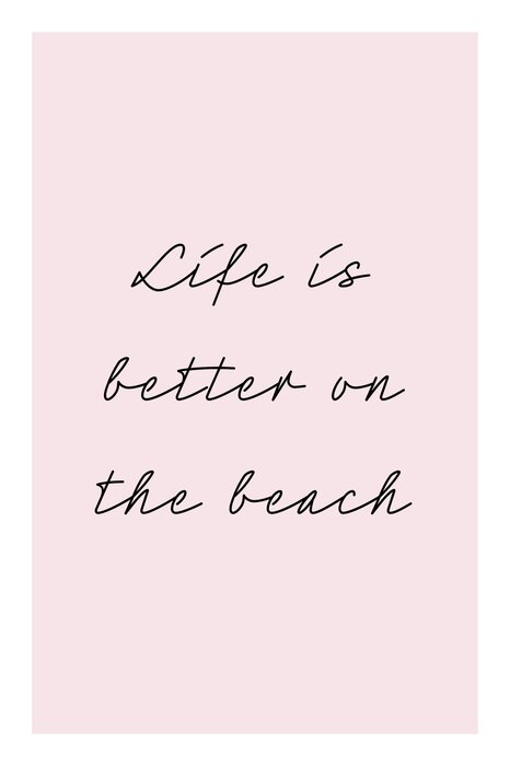 Vie à la plage citation sur fond rose