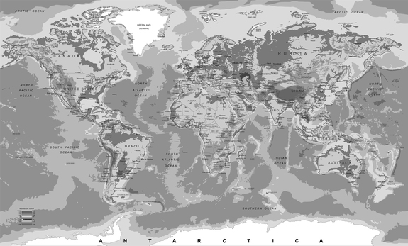 Wereldkaart in grijs