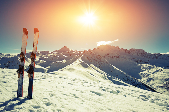 Winterlandschap en skiën