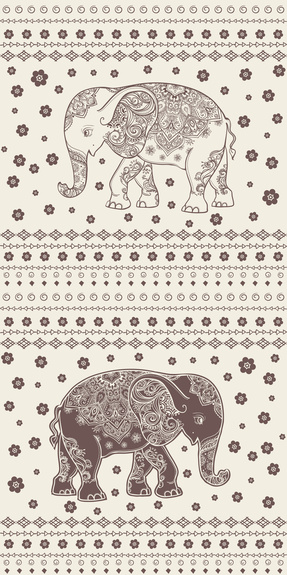 Illustratie van olifanten in retrostijl