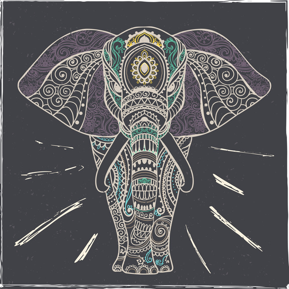 Kleurrijke tekening van een olifant