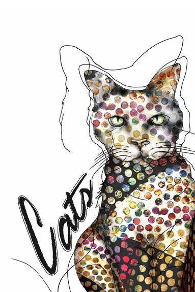 Kat met kleurrijke stippen