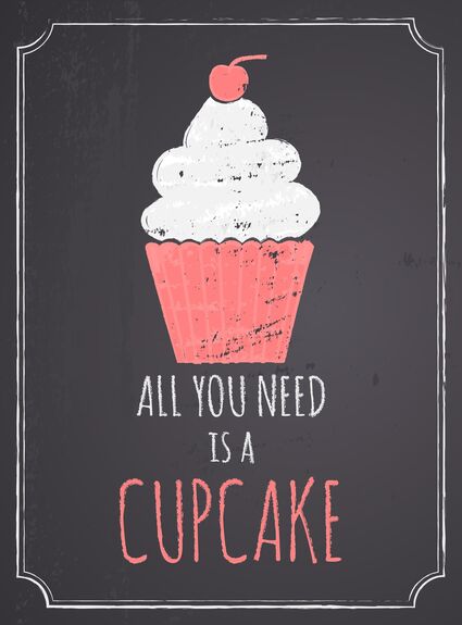 Krijtbord stijl poster met cupcake