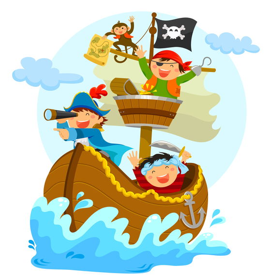 Lachende piraten op het schip