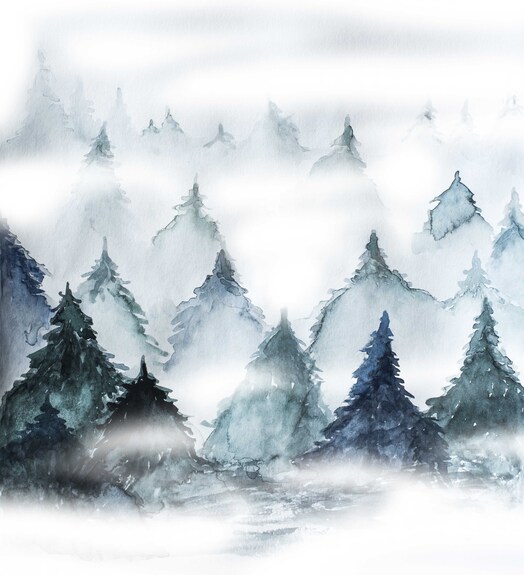 Hand drawn stylized grunge forest