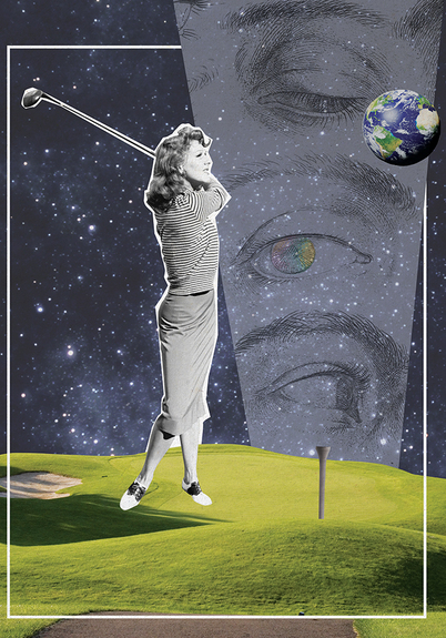 Golfspeler in de ruimte