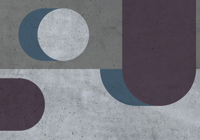 Een vierkleurencompositie met betonstructuur