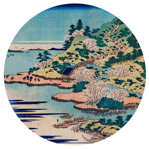 Landschap in een cirkel japanse kunst