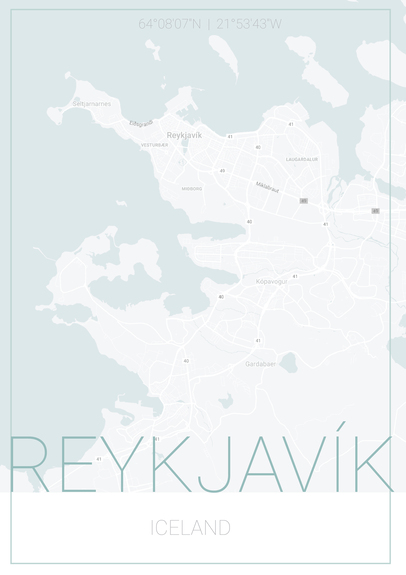 Stadsplan van reykjavik