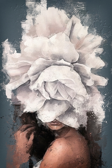 Abstract portret van een vrouw met bloemen