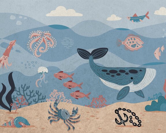 Dieren in de onderwaterwereld kinderpatroon