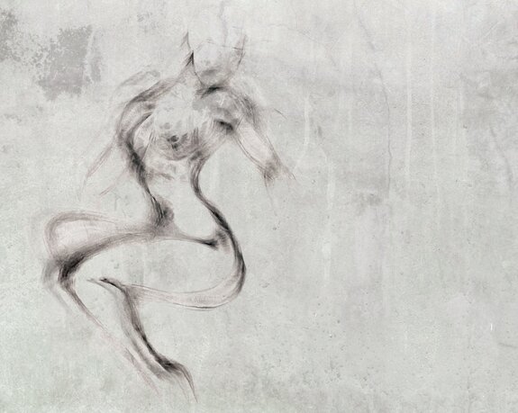 Schetsstijl vrouwelijk silhouet op een gestructureerde achtergrond