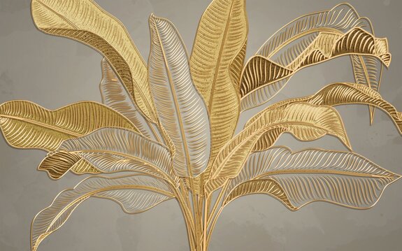 Tropische gouden bananenbladeren 3d