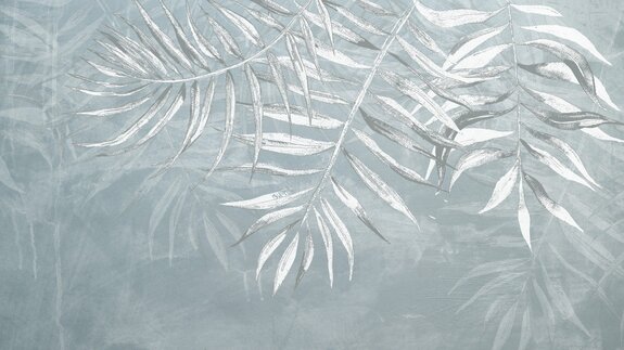 Botanisch patroon van witte en grijze palmbladeren