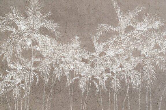 Witte palmbomen op een beige achtergrond