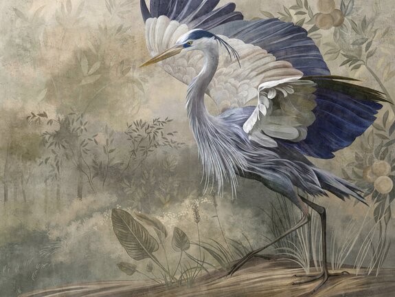 Reiger en tropische plantencompositie