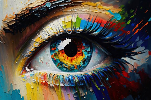 Abstract kleurrijk vrouwenoog