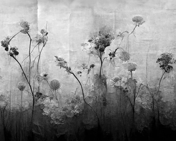 Wilde bloemen planten zwart-wit industrieel patroon