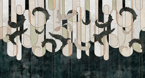 Bladeren op een geometrische textuurachtergrond