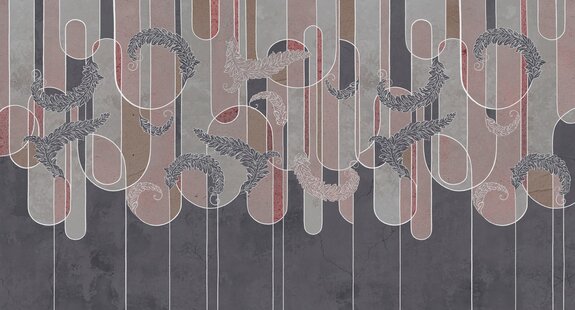 Bladeren en geometrische vormen op een betonnen achtergrond