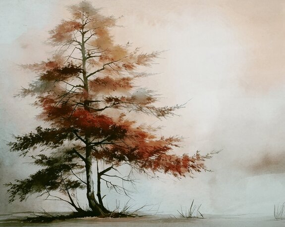 Aquarel herfstboom