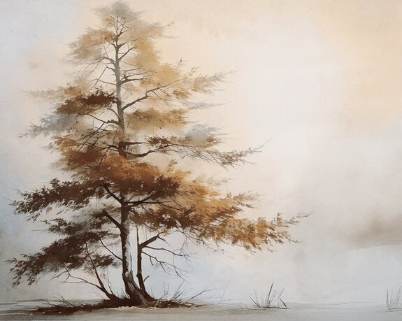 Herfstlandschapsboom in aquarelstijl