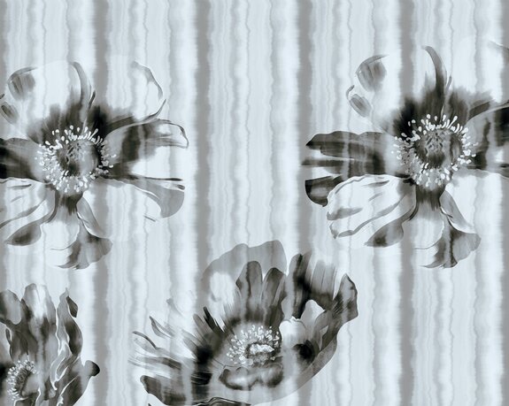 Klaprozen op een gestreepte achtergrond in een monochroom patroon