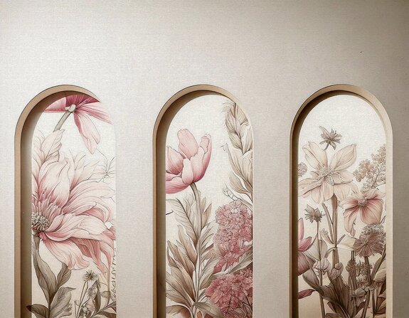 Bloemen in 3d bogen botanisch patroon