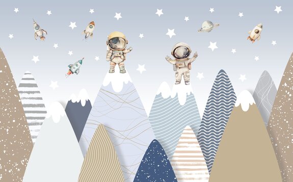 Kosmonauten en bergen 3d-patroon voor kinderen