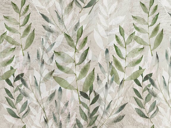 Witte en groene bladeren in aquarelstijl