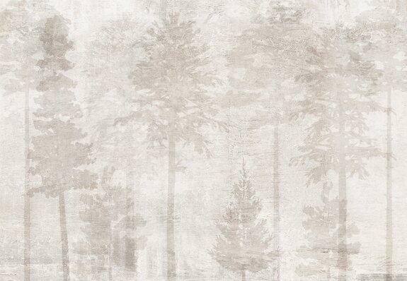 Een bos met bomen in beige kleuren