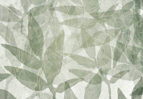 Groene bladeren en geometrische vormen