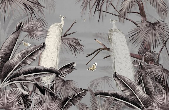 Witte pauwen in de tropen