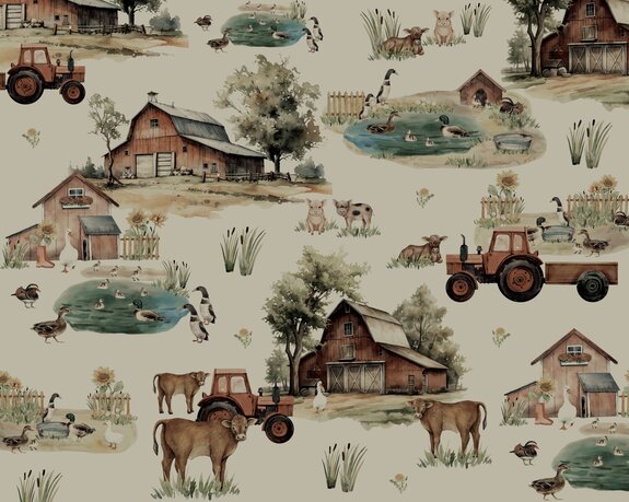 Aquarelboerderij met dieren