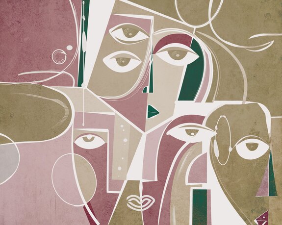 Abstracte gezichten in geometrische stijl