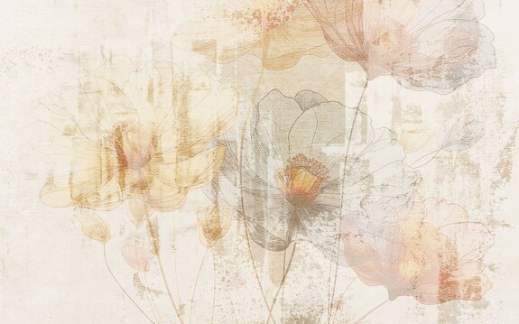 Aquarel bloemen muurschildering