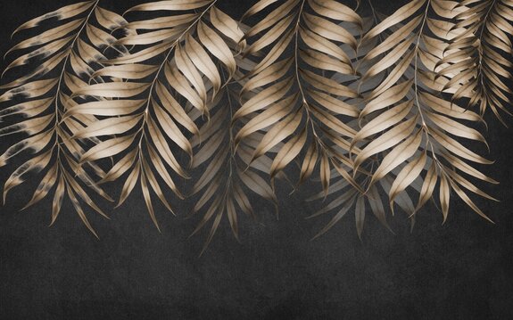 Grote palmbladeren op een zwarte achtergrond