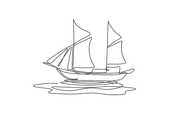 Schip in line art stijl