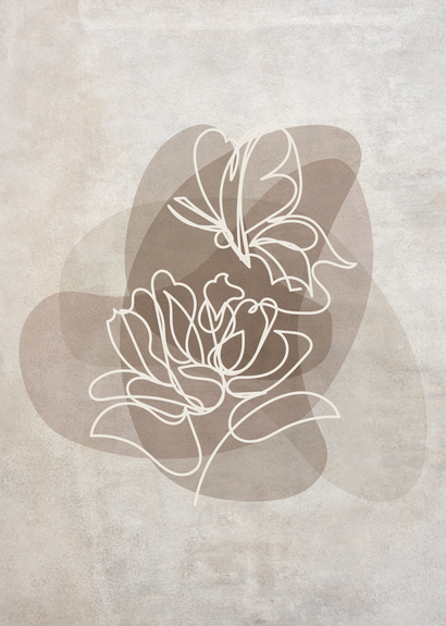 Vlinder en bloem in line art stijl