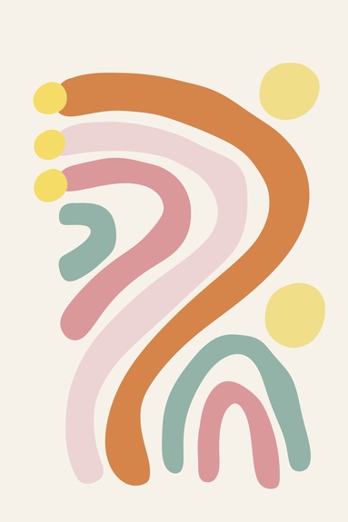 Abstract motief met regenboog en zon