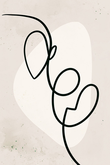 Moderne compositie met zwarte lijn in abstracte stijl