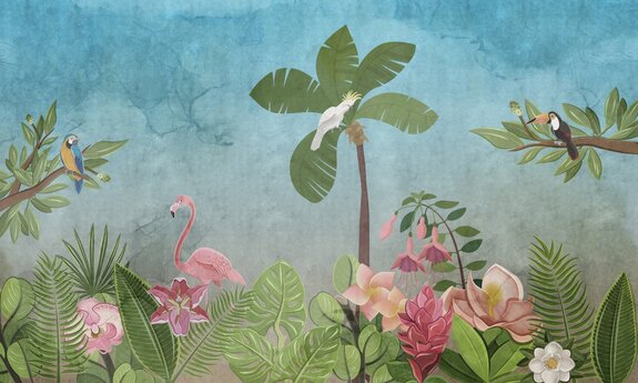 Exotische vogels tropisch landschap