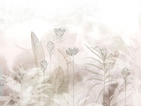 Bladeren en delicate bloemen